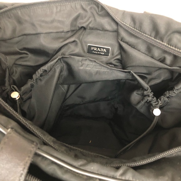 Prada carryall tote Convertible Crossbody Black Nylon Leather trim Travel bag - Picture 15 of 16